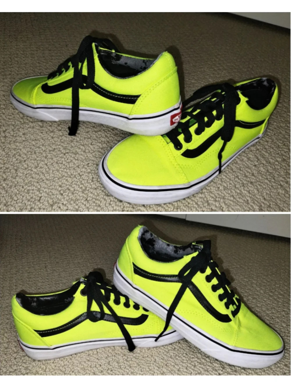 Vans Neon Yellow/Green & Black Old Skool Sneakers (Sz M-6.5, W-8)